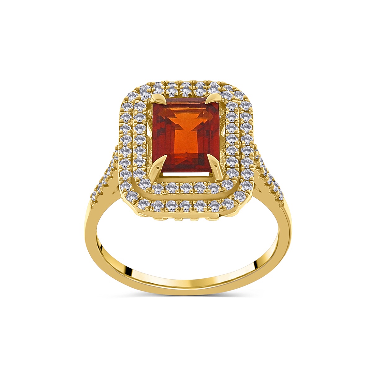 Inel din aur de 14k cu citrin natural de 1.33 ct și diamante naturale de 0.41 ct - 1 | YEO