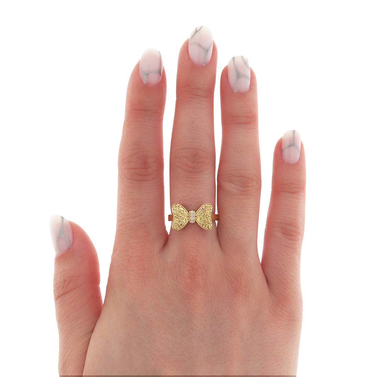 Inel din aur de 14k cu safire naturale de 0.68 ct și diamante naturale de 0.03 ct - 3 | YEO