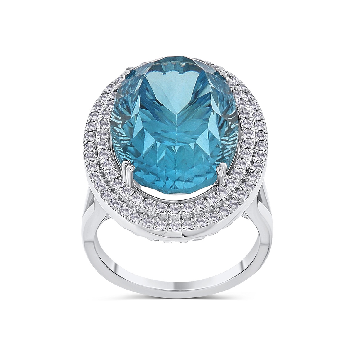 Inel din aur de 14k cu topaz natural de 18.23 ct și diamante naturale de 0.49 ct - 3 | YEO