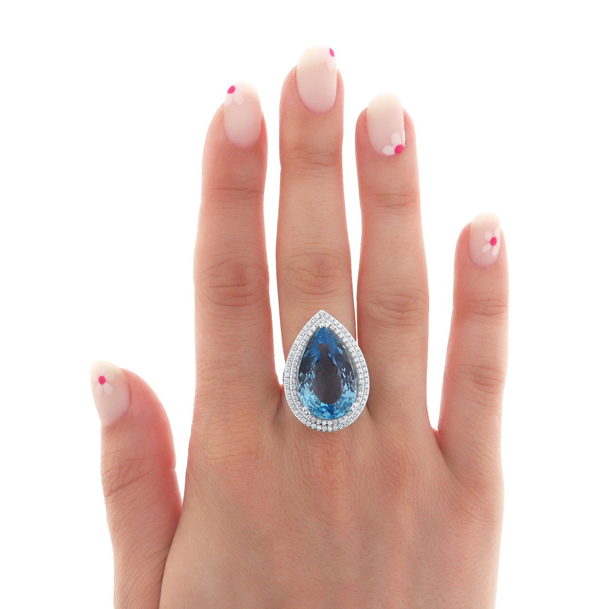 Inel din aur de 14k cu topaz natural de 18.41 ct și diamante naturale de 0.58 ct - 3 | YEO