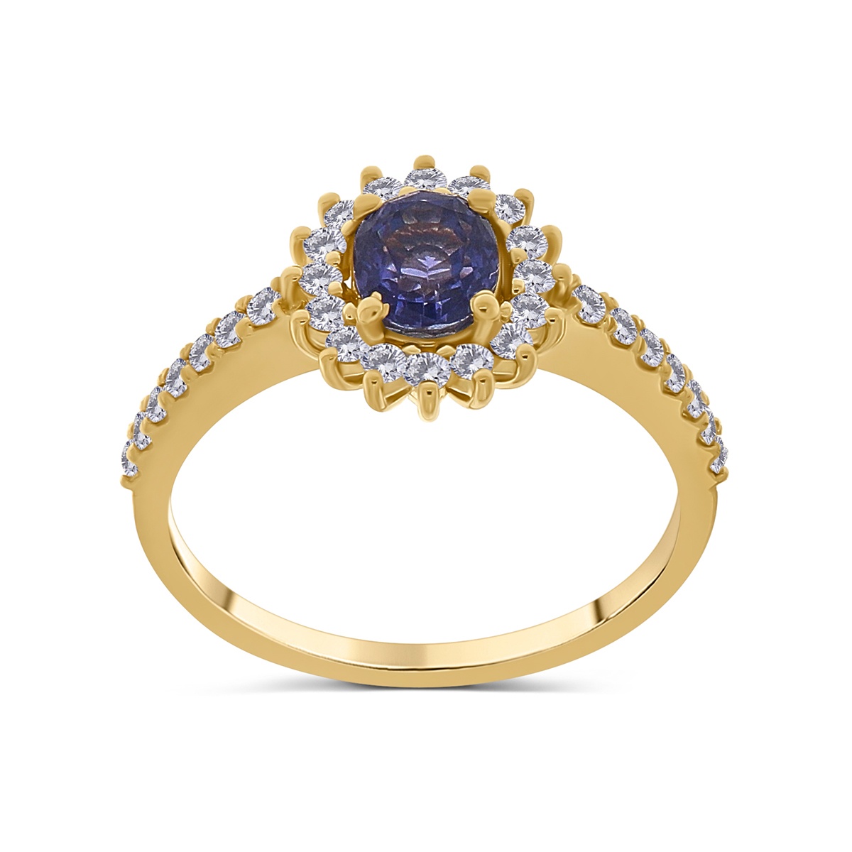 Inel din aur de 18k cu diamante naturale de 0.38 ct și safir natural de 1.00 ct - 1 | YEO