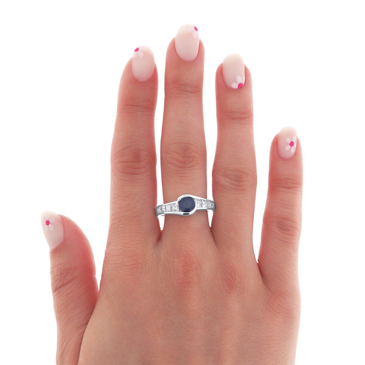 Inel din aur de 18k cu diamante naturale de 1.02 ct și safir natural de 1.00 ct - 2 | YEO