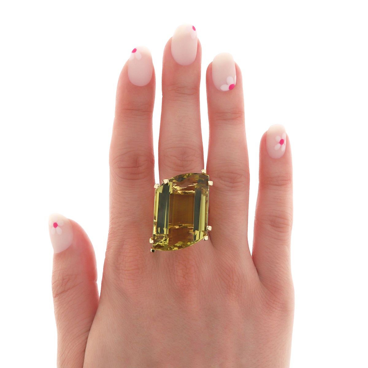 Inel din aur de 18k cu lemon cuarț natural de 47.80 ct - 3 | YEO