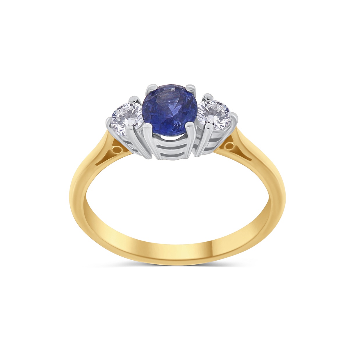 Inel din aur de 18k cu safir natural de 0.86 ct și diamante naturale de 0.30 ct - 1 | YEO