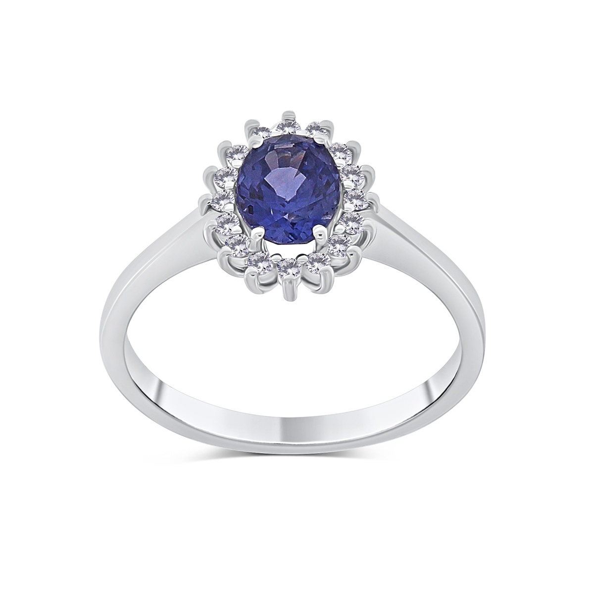 Inel din aur de 18k cu safir natural de 1.00 ct și diamante naturale de 0.13 ct - 1 | YEO