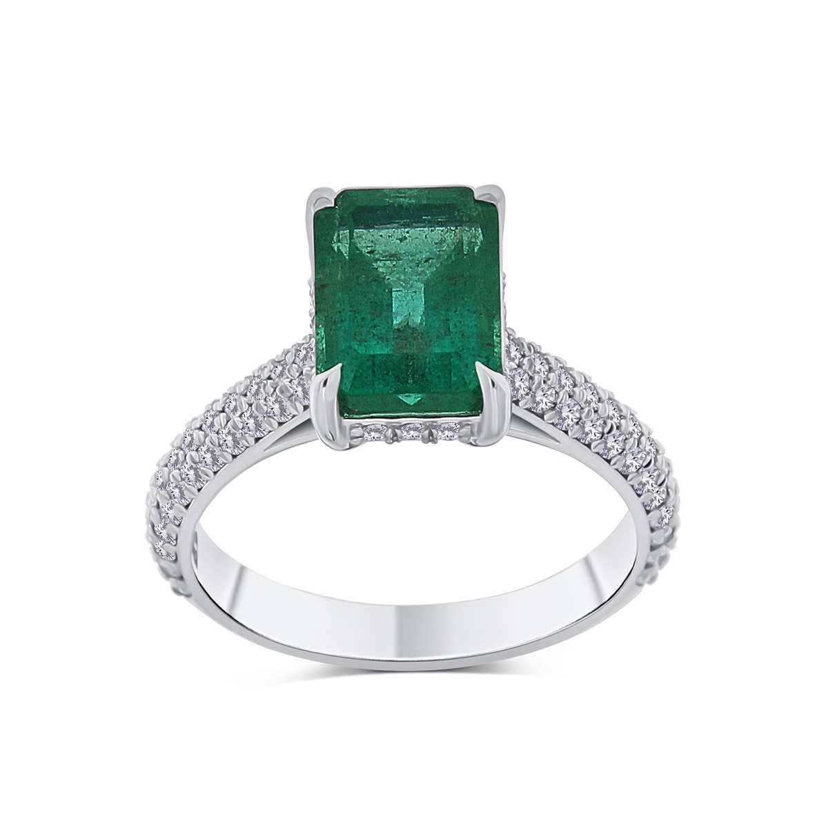Inel din aur de 18k cu smarald natural de 2.42 ct și diamante naturale de 0.52 ct - 1 | YEO