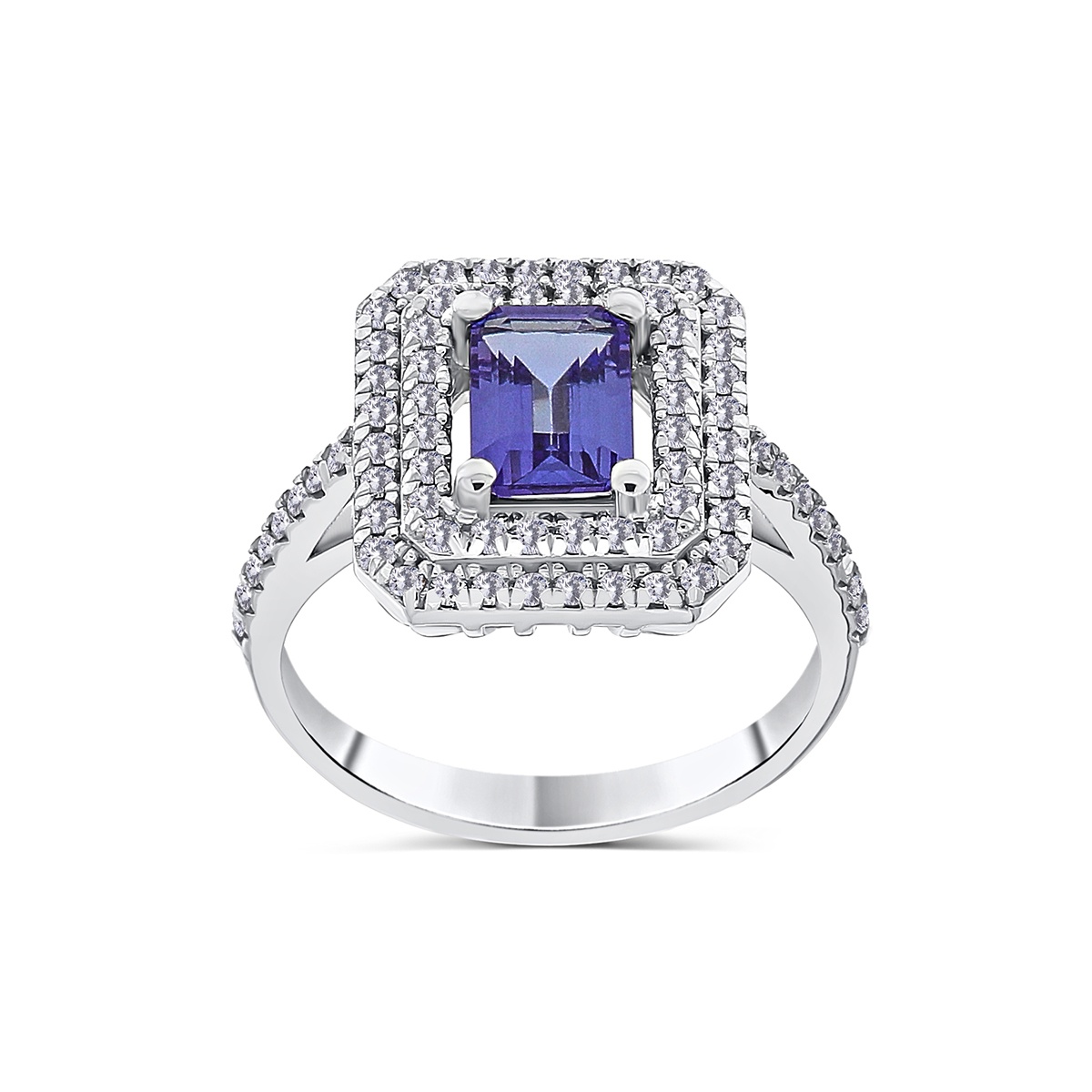 Inel din aur de 18k cu tanzanit natural de 1.00 ct și diamante naturale de 0.41 ct - 2 | YEO