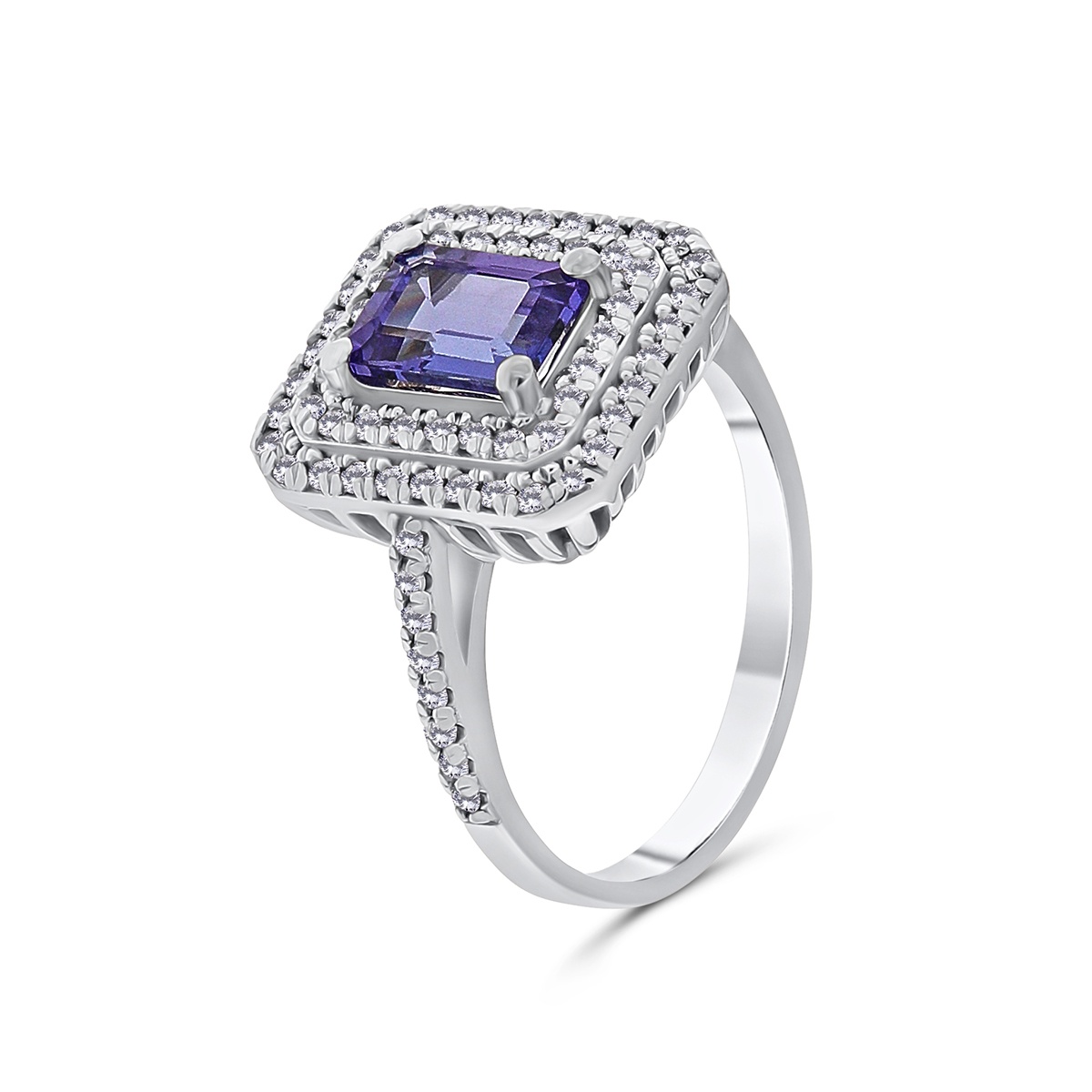 Inel din aur de 18k cu tanzanit natural de 1.14 ct și diamante naturale de 0.41 ct