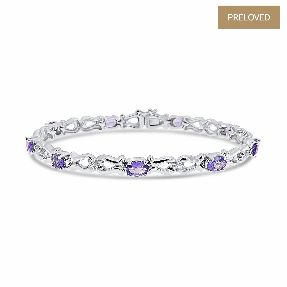 Brățară din aur de 14k cu diamante naturale de 0.18 ct și tanzanite naturale de 3.30 ct