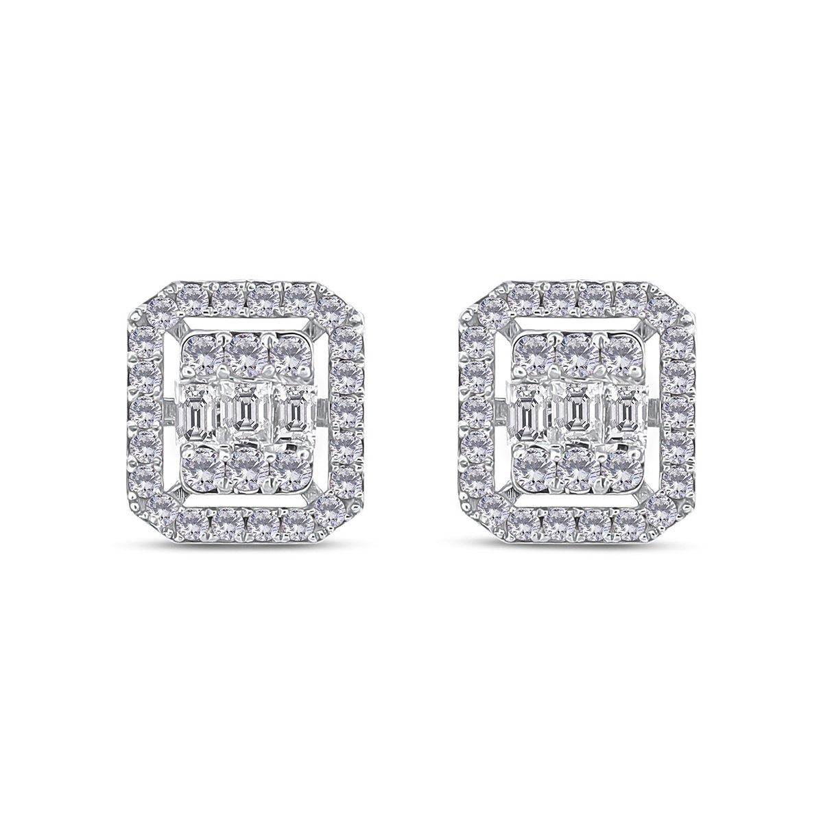 Cercei din aur alb de 18k cu diamante naturale de 0.88 ct