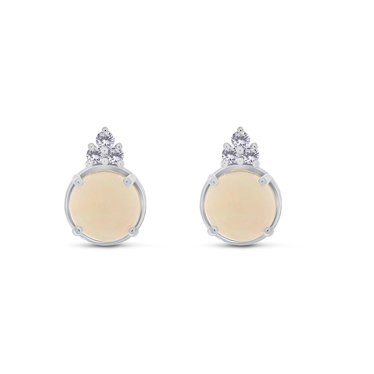 Cercei din aur de 14k cu opale naturale de 2.40 ct și diamante naturale de 0.17 ct