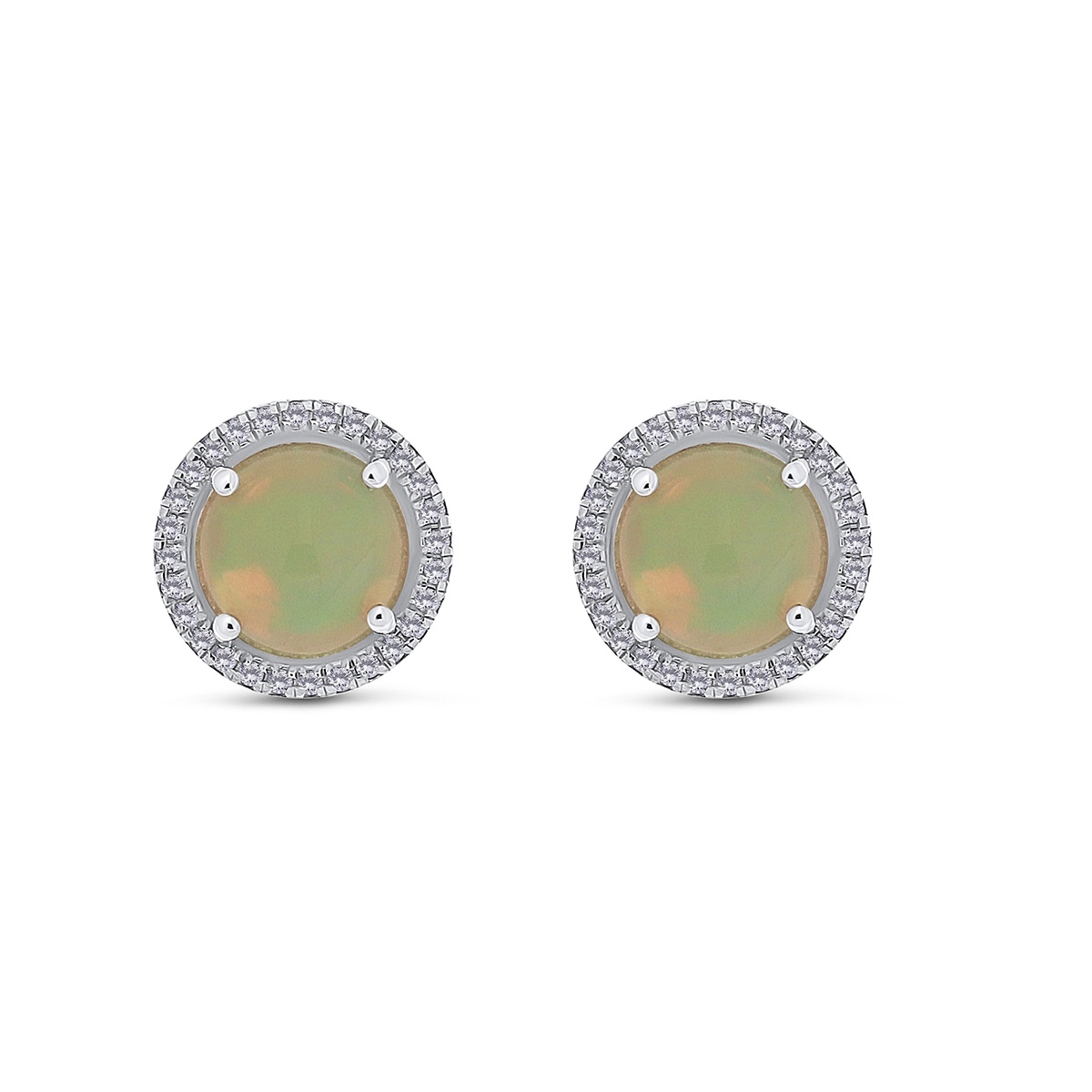 Cercei din aur de 14k cu opale naturale de 3.51 ct și diamante naturale de 0.20 ct