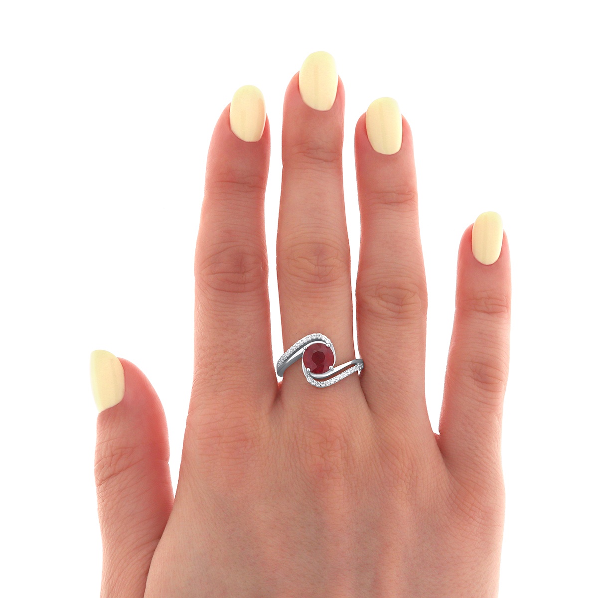 Inel din argint cu rubin și cubic zirconia - 1 | YEO