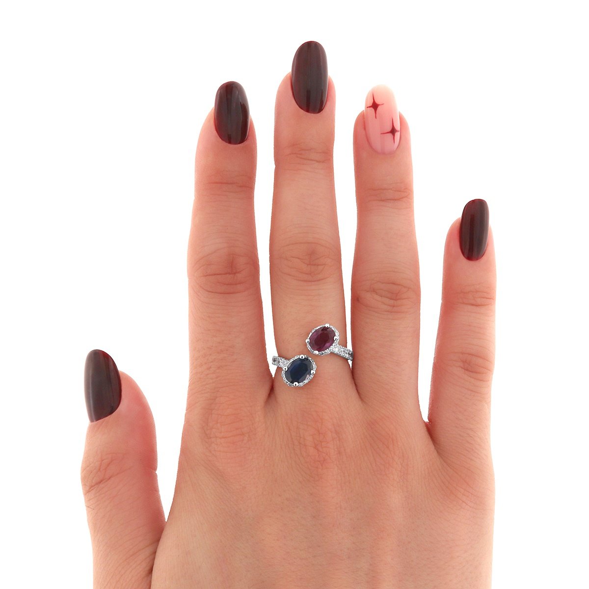 Inel din aur 18k cu rubin natural 0.88 ct, safir natural 1.23 ct și diamante naturale de 0.68 ct - 3 | YEO