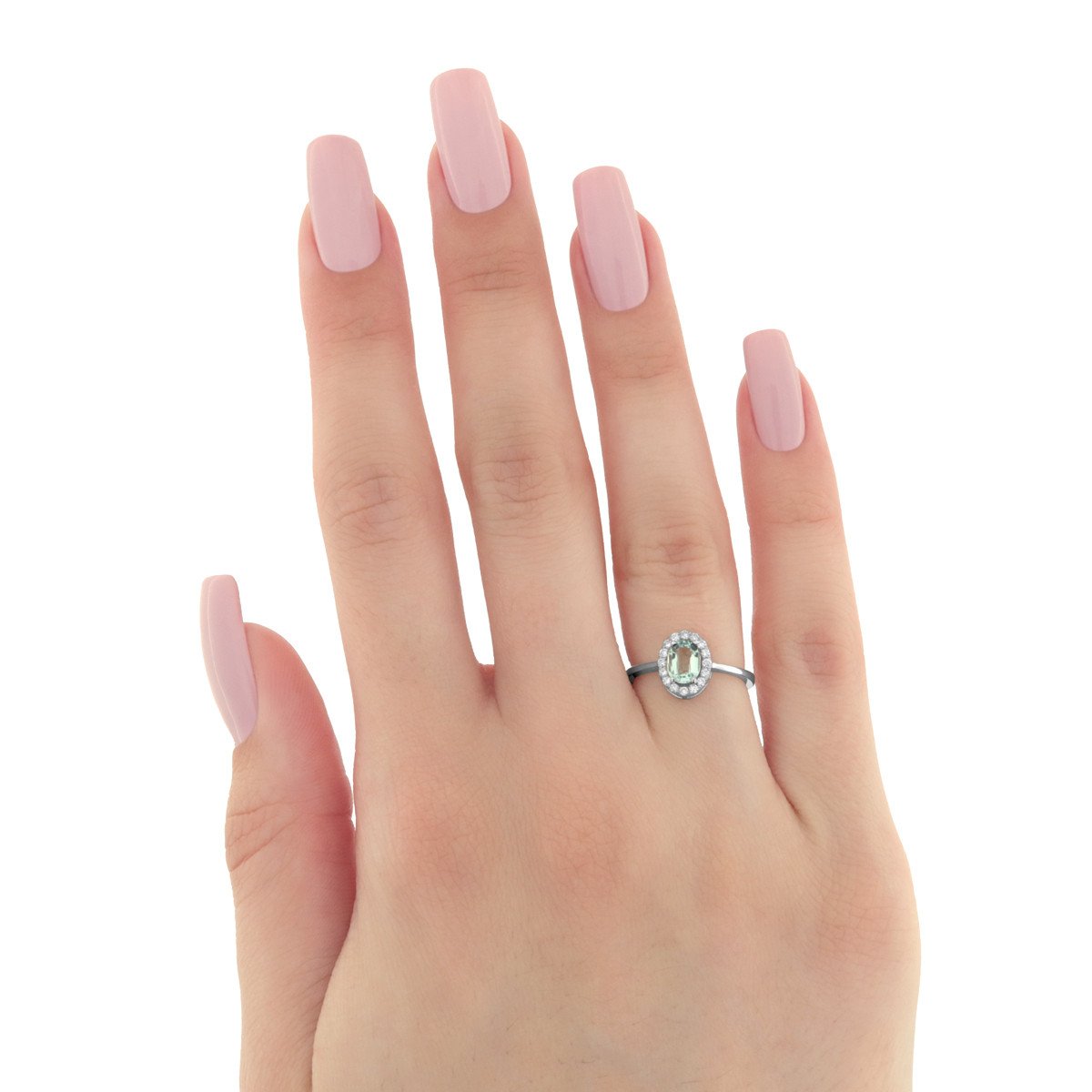 Inel din aur alb de 18k cu acvamarin natural de 0.44 ct si diamante naturale de 0.14 ct - 3 | YEO