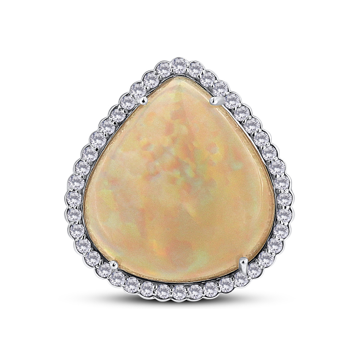 Inel din aur alb de 18k cu opal natural de 11.18 ct si diamante naturale de 0.56 ct - 2 | YEO