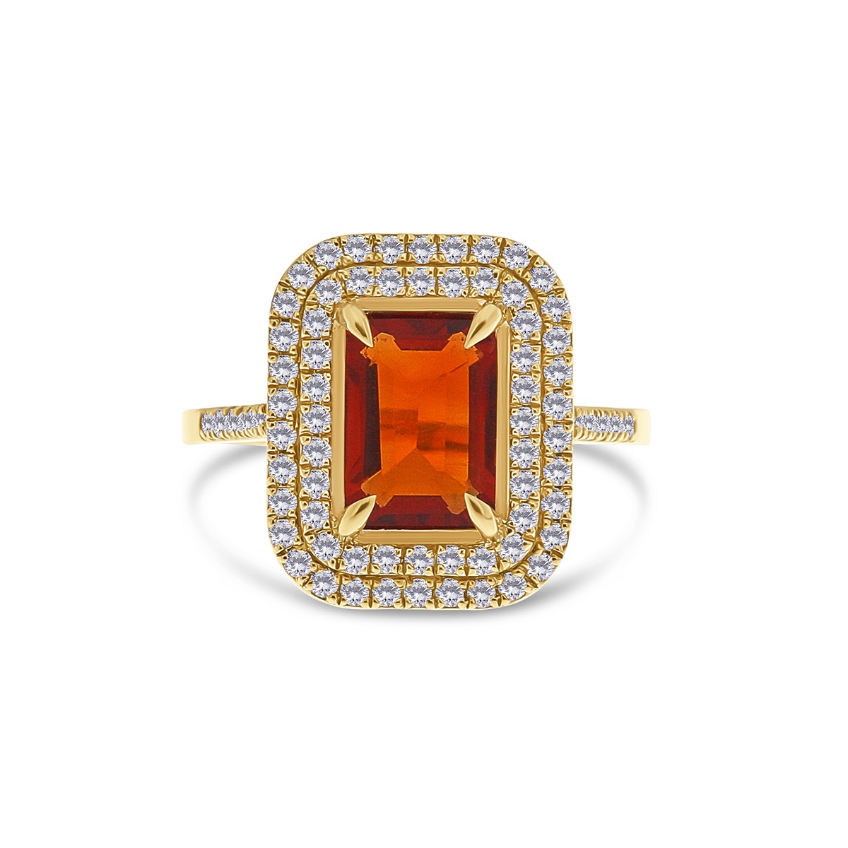Inel din aur de 14k cu citrin natural de 1.33 ct și diamante naturale de 0.41 ct - 2 | YEO