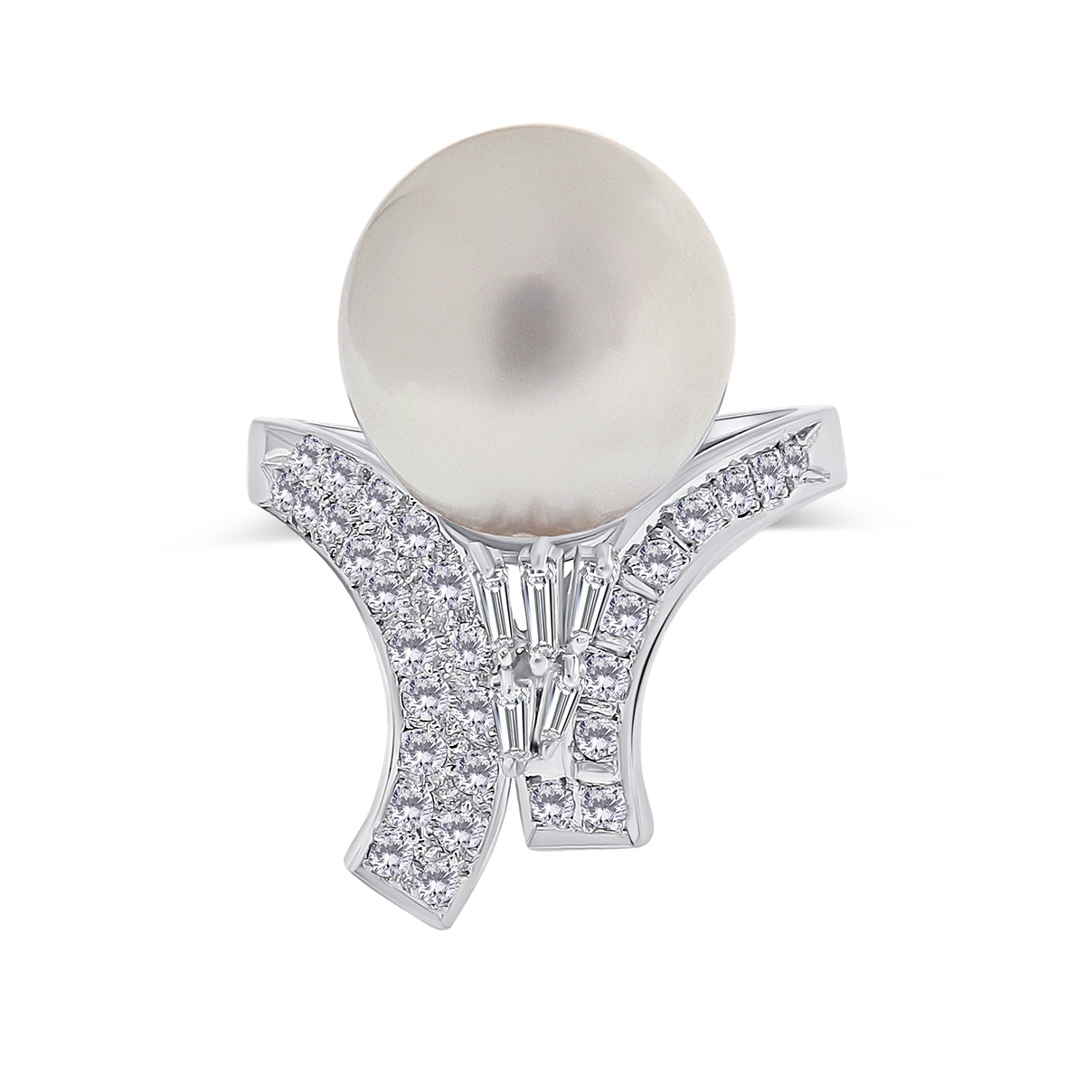 Inel din aur de 14k cu diamante naturale de 0.47 ct și perlă de cultură South Sea - 1 | YEO