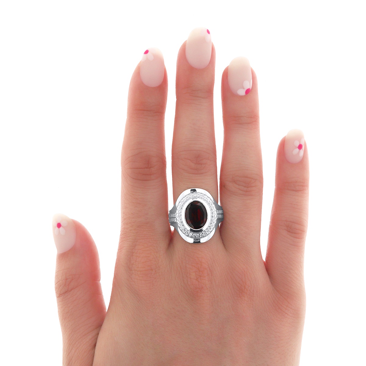 Inel din aur de 14k cu granat natural de 3.60 ct și diamante naturale de 0.93 ct - 3 | YEO