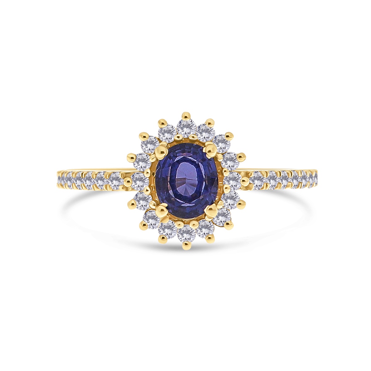 Inel din aur de 18k cu diamante naturale de 0.38 ct și safir natural de 1.00 ct - 2 | YEO