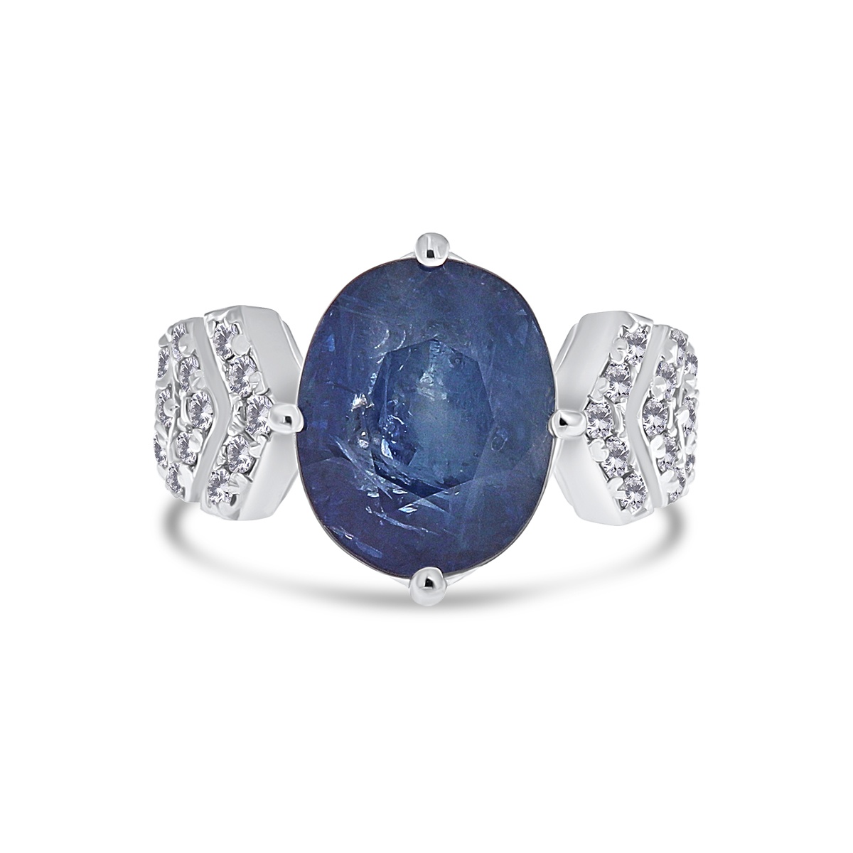 Inel din aur de 18k cu diamante naturale de 0.63 ct și safir natural de 11.30 ct - 2 | YEO