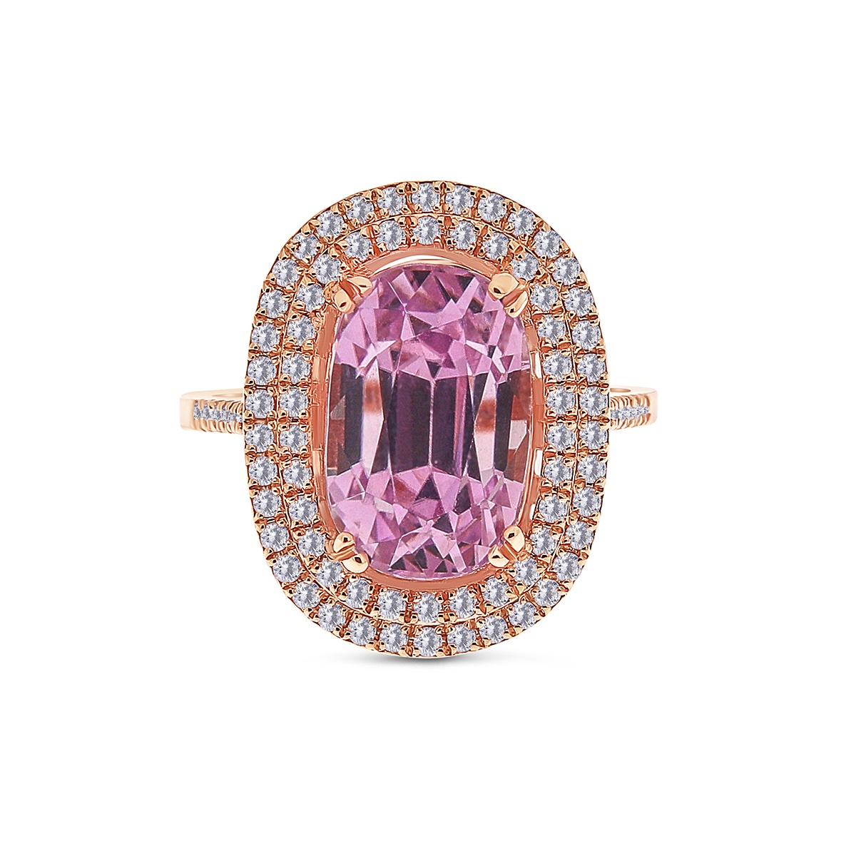 Inel din aur de 18k cu kunzit natural de 6.61 ct și diamante naturale de 0.45 ct - 1 | YEO