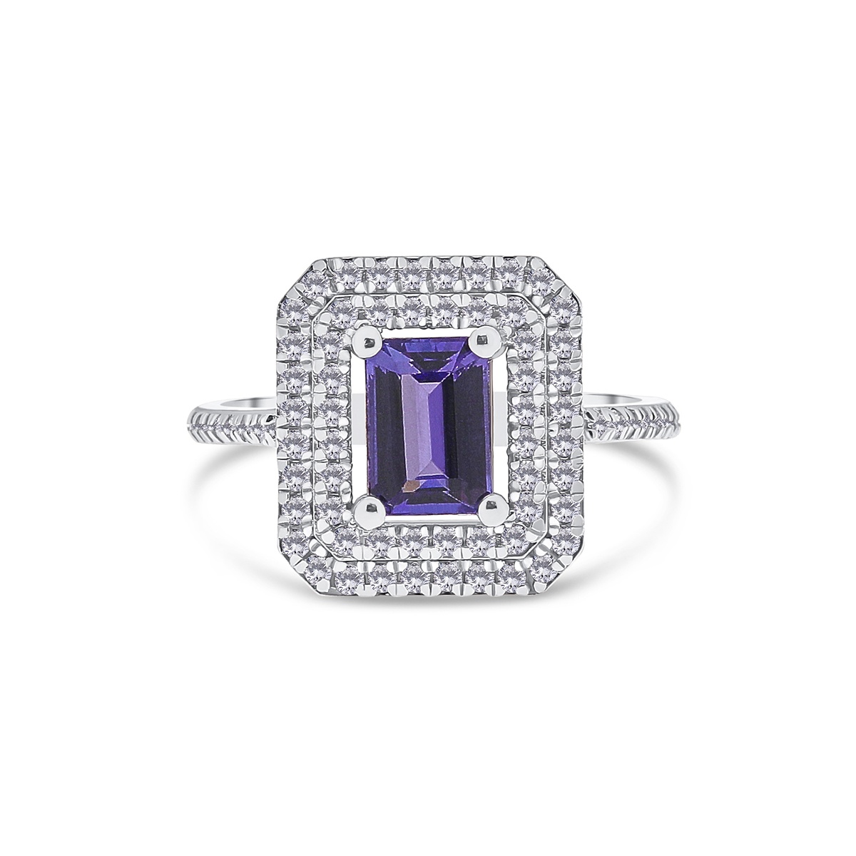 Inel din aur de 18k cu tanzanit natural de 0.99 ct și diamante naturale de 0.42 ct - 1 | YEO