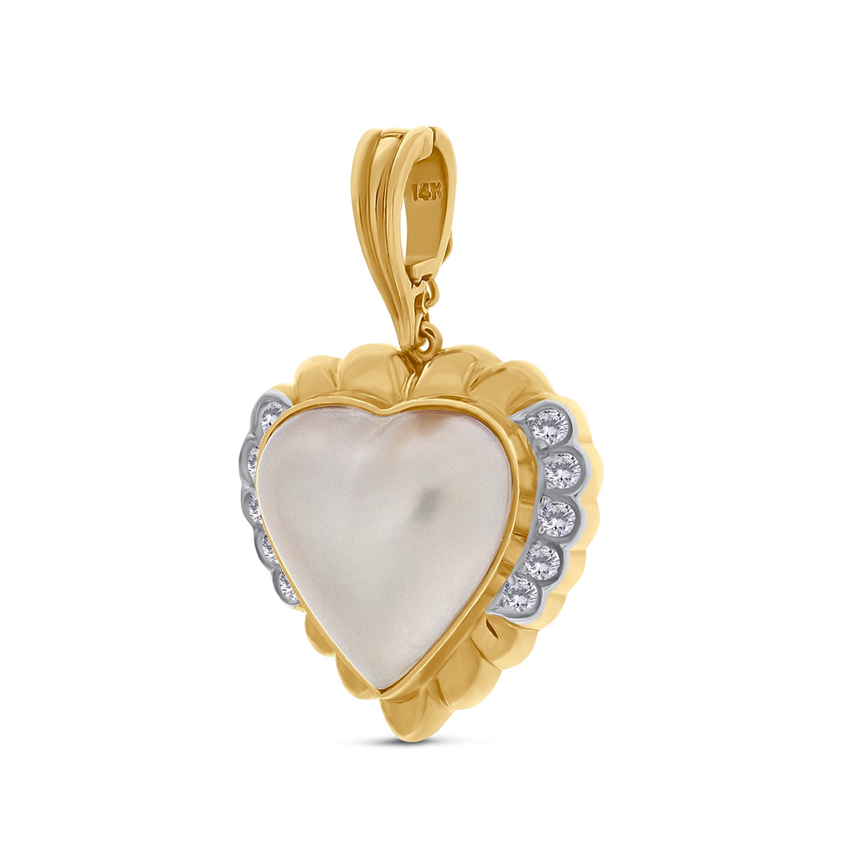 Set pandantiv si cercei din aur de 14k cu diamante naturale de 1.80 ct și perle de cultură Mabe - 2 | YEO