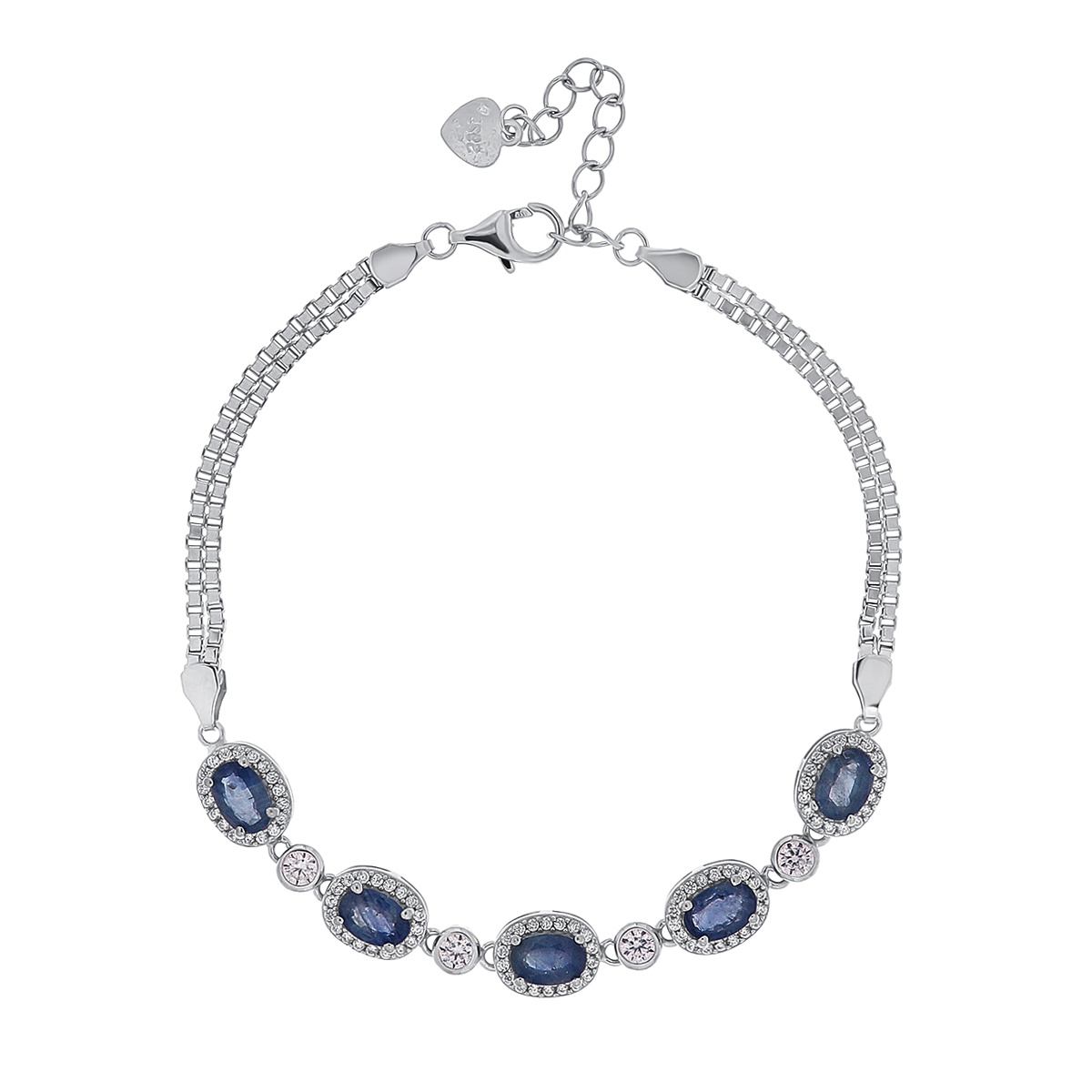Bratara din argint cu safir și cubic zirconia
