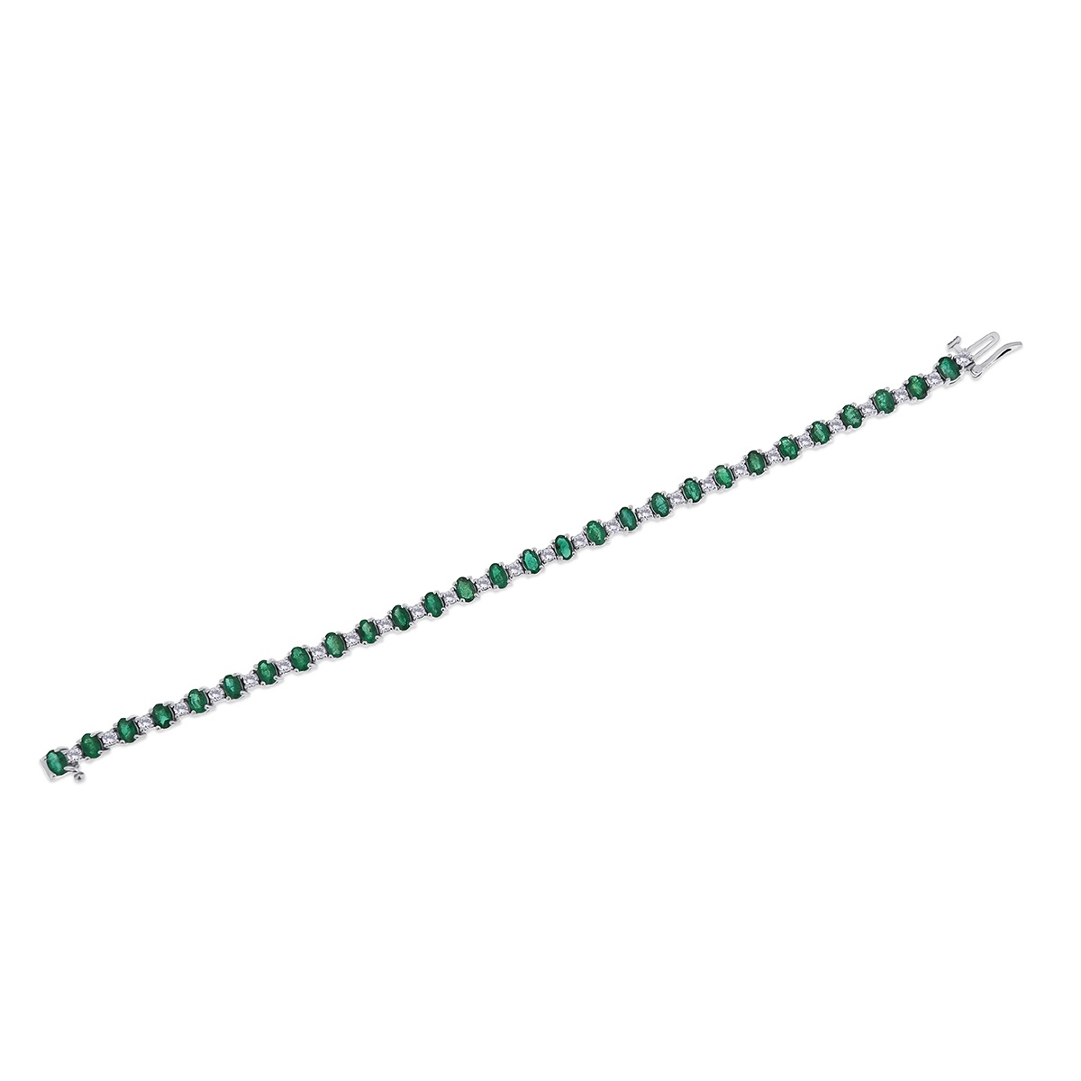 Bratara din aur alb de 14k cu smaralde naturale de 4.70 ct si diamante naturale de 1.80 ct - 1 | YEO