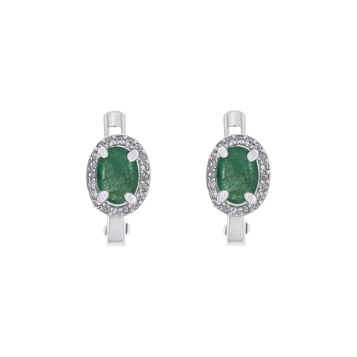 Cercei din argint cu smarald și cubic zirconia