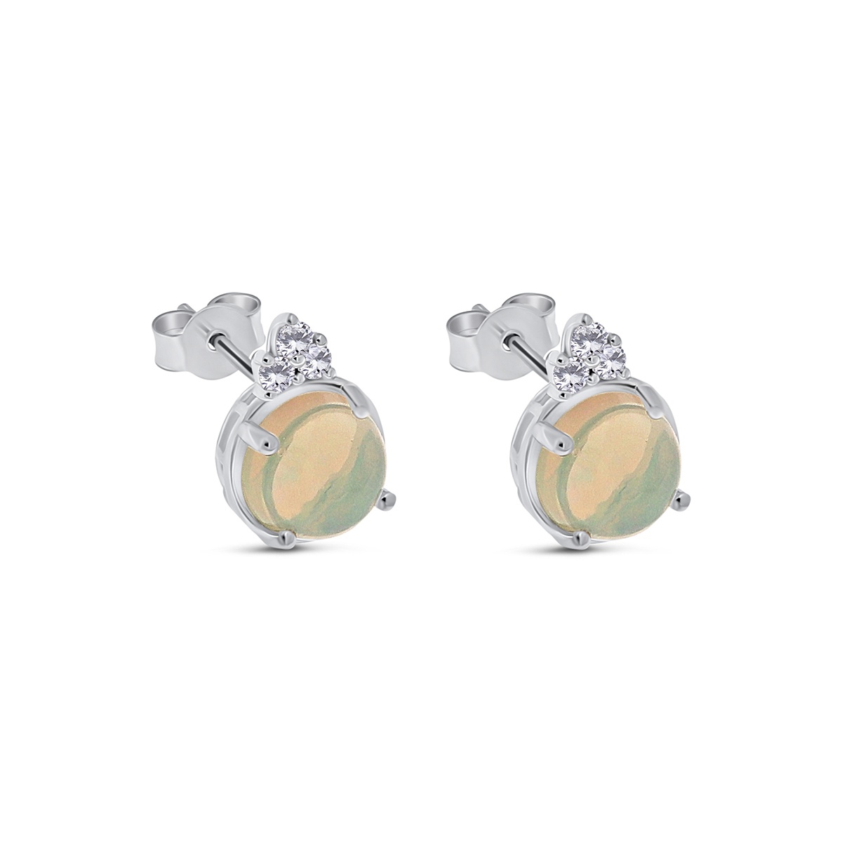Cercei din aur de 14k cu opale naturale de 2.40 ct și diamante naturale de 0.17 ct - 1 | YEO
