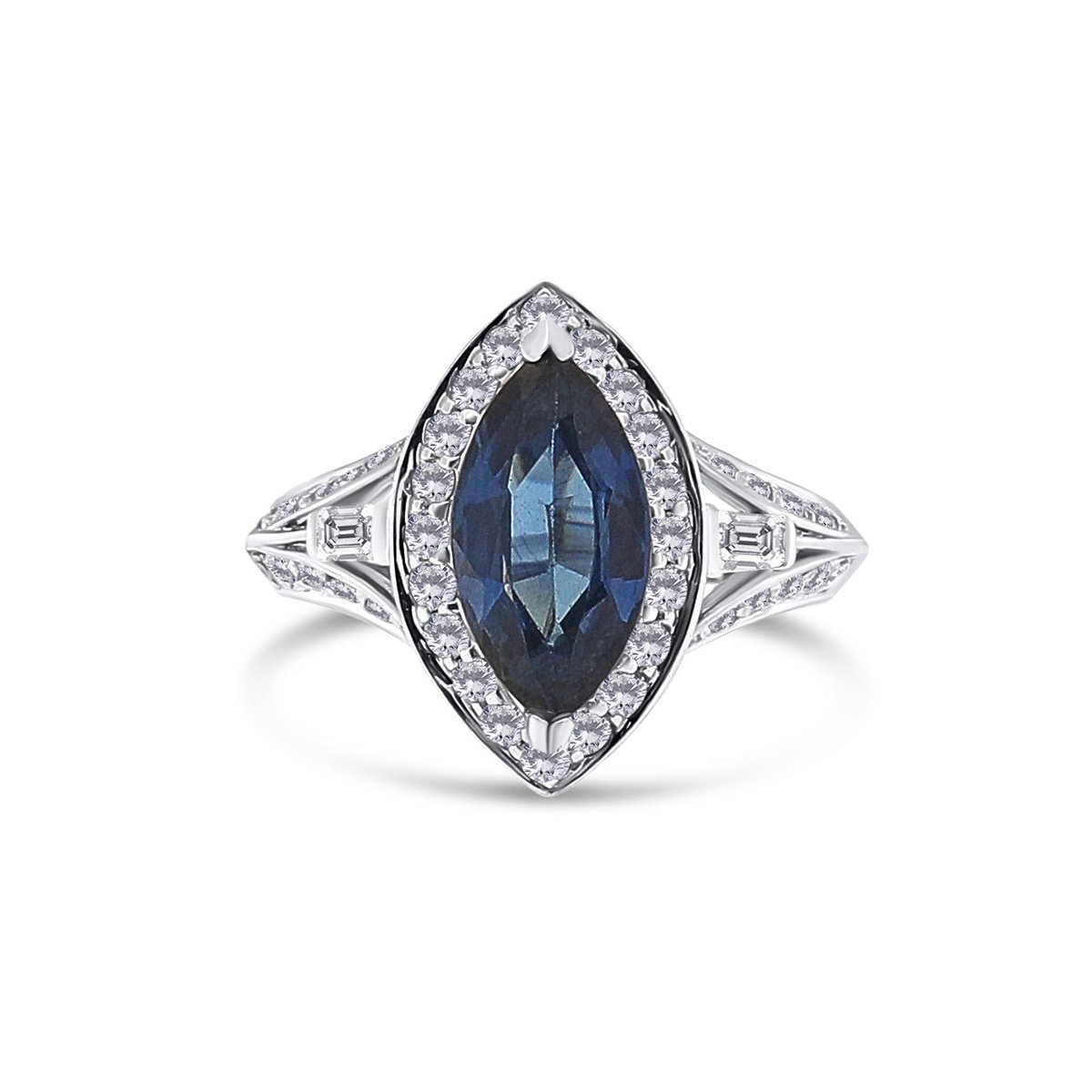 Inel din aur 18k cu diamante naturale de 0.70 ct și safir natural de 1.50 ct - 1 | YEO