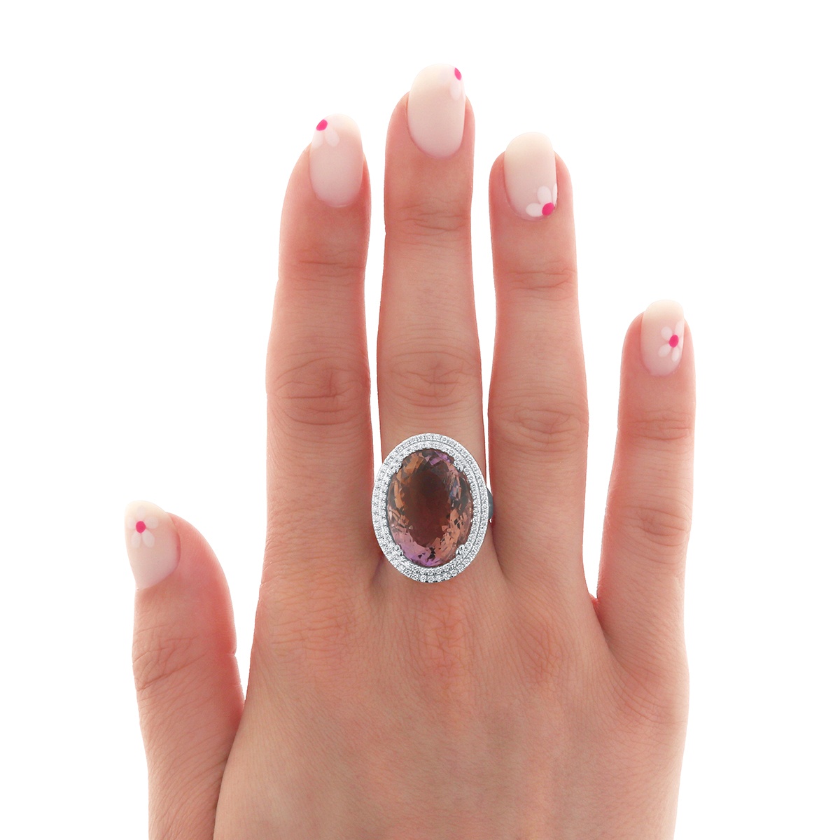 Inel din aur de 14k cu ametrin natural de 14.53 ct și diamante naturale de 0.52 ct - 3 | YEO