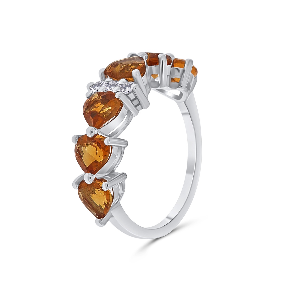 Inel din aur de 14k cu citrine naturale de 2.45 ct și diamante naturale de 0.14 ct