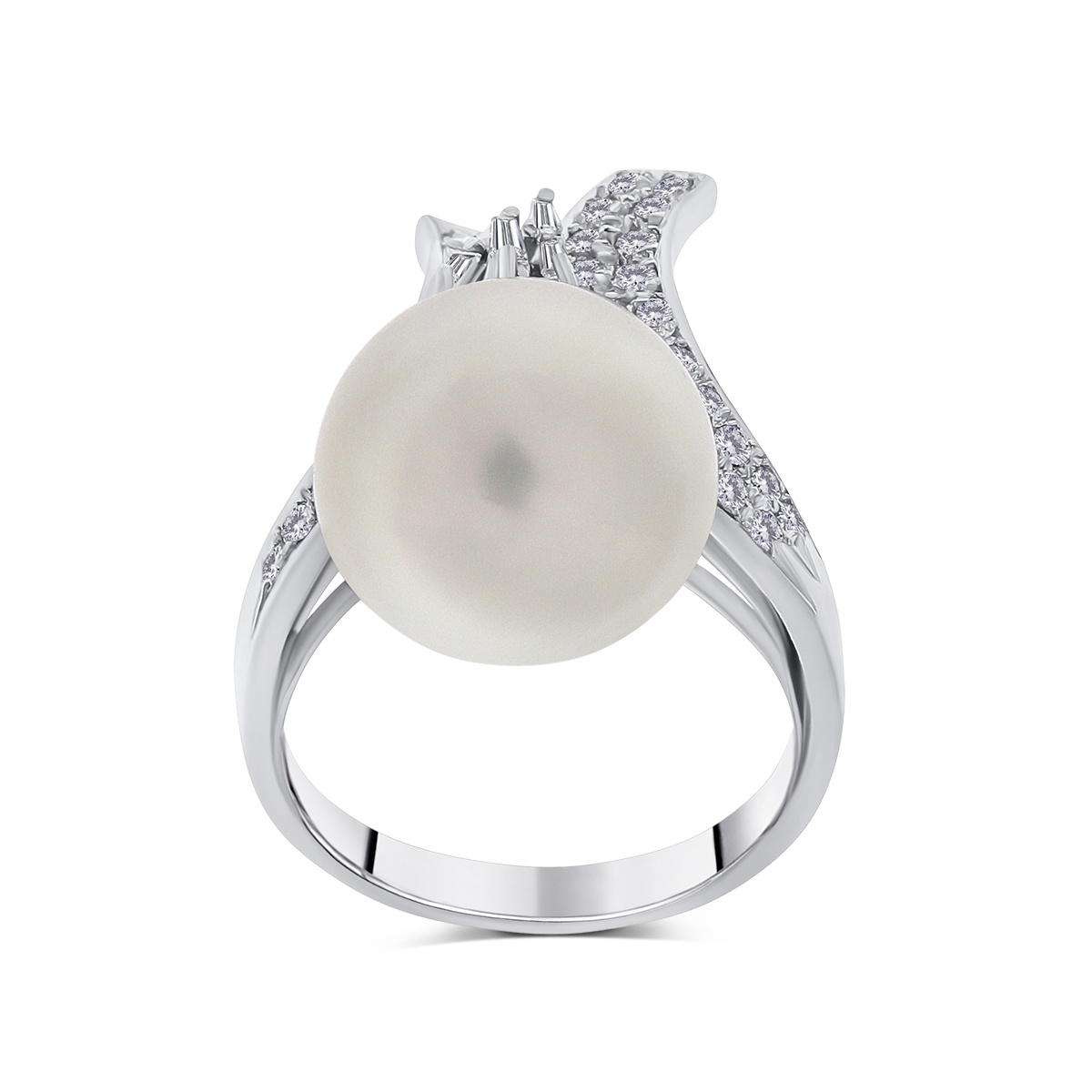 Inel din aur de 14k cu diamante naturale de 0.47 ct și perlă de cultură South Sea - 2 | YEO