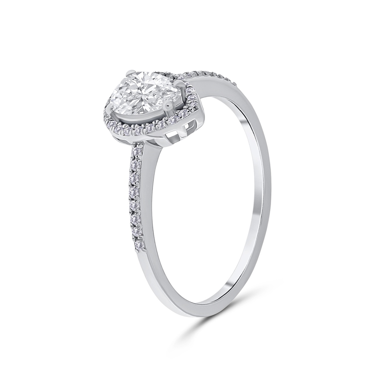 Inel din aur de 18k cu diamant natural de 0.21 ct și diamante naturale de 0.53 ct