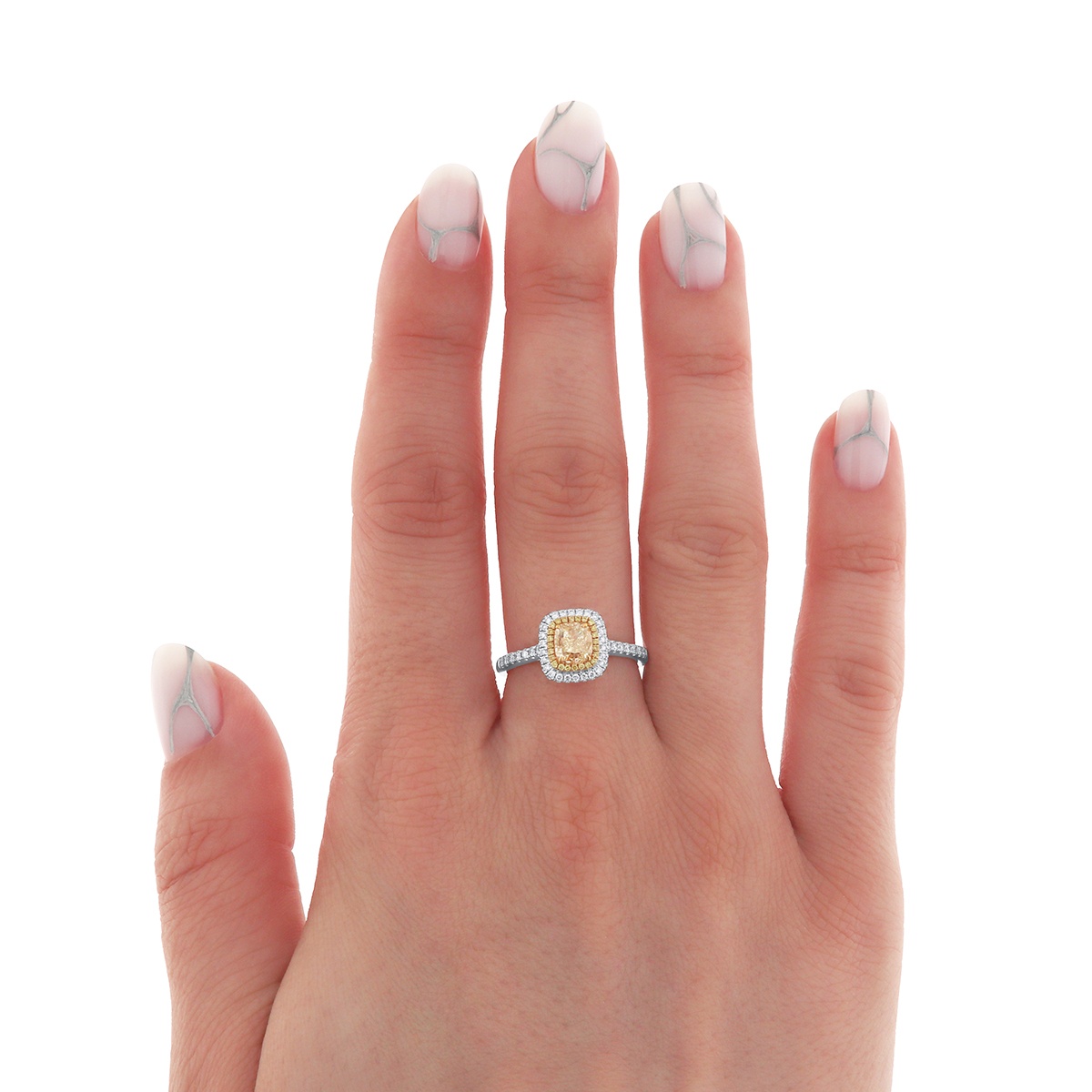 Inel din aur de 18k cu diamant natural de 1.01 ct și diamante naturale de 0.265 ct - 3 | YEO