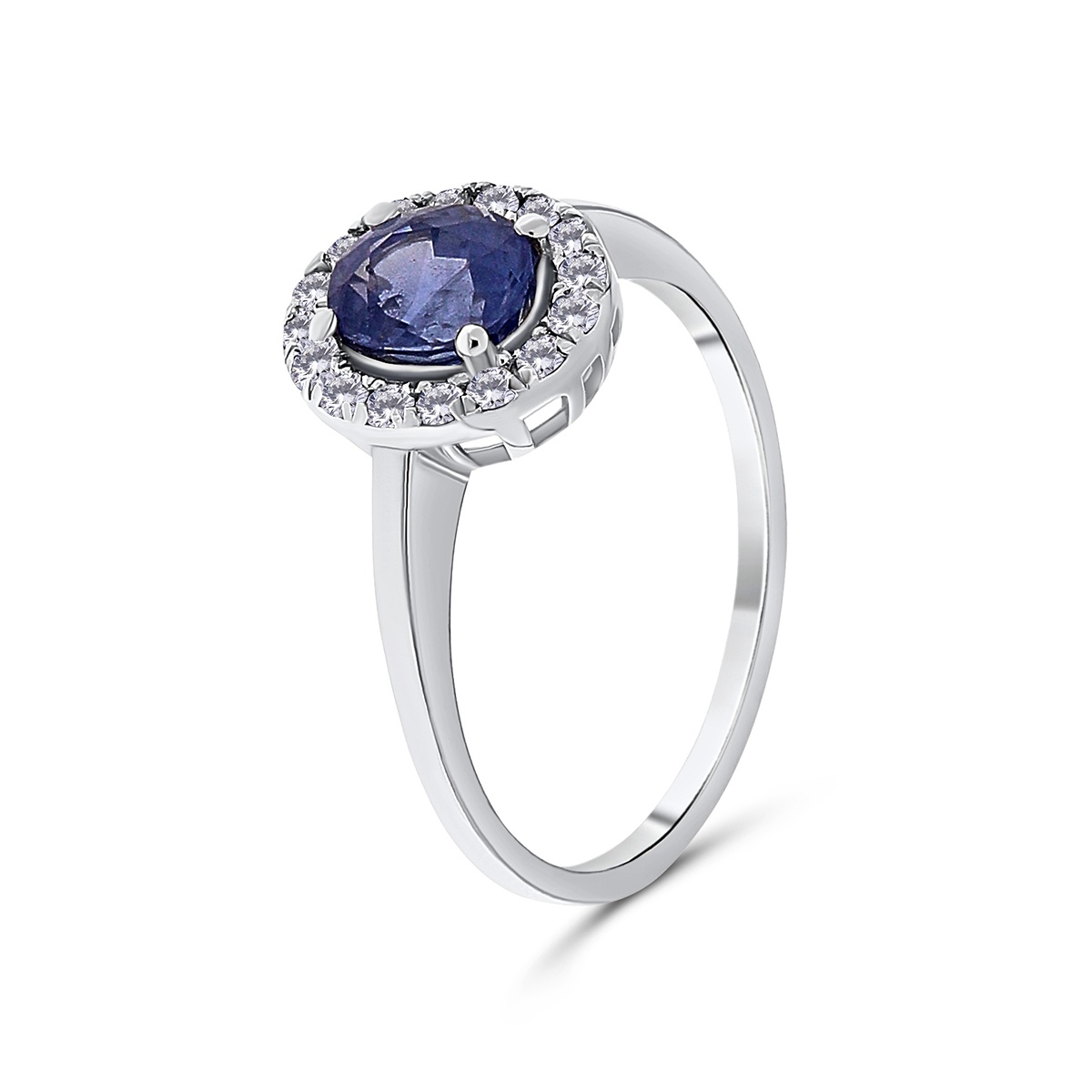 Inel din aur de 18k cu diamante naturale de 0.18 ct si safir natural de 1.57 ct