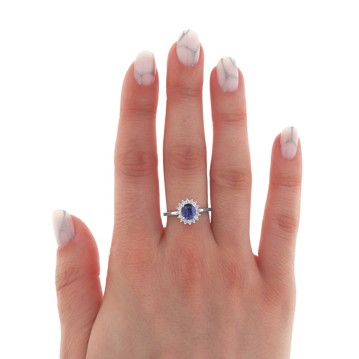 Inel din aur de 18k cu diamante naturale de 0.20 ct și safir natural de 1.03 ct - 1 | YEO