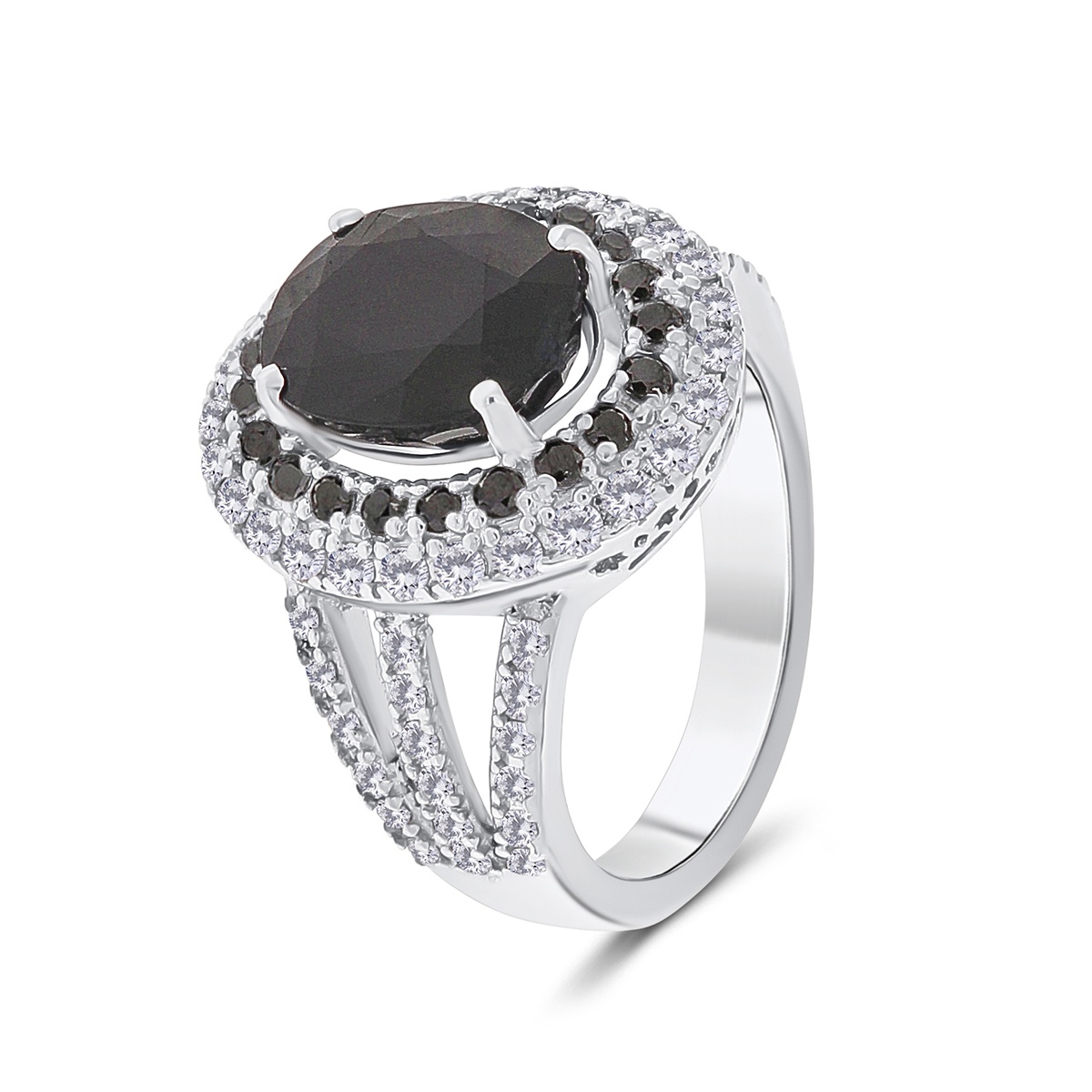 Inel din aur de 18k cu diamante naturale de 0.61 ct și 0.32 ct și safir natural de 4.30 ct