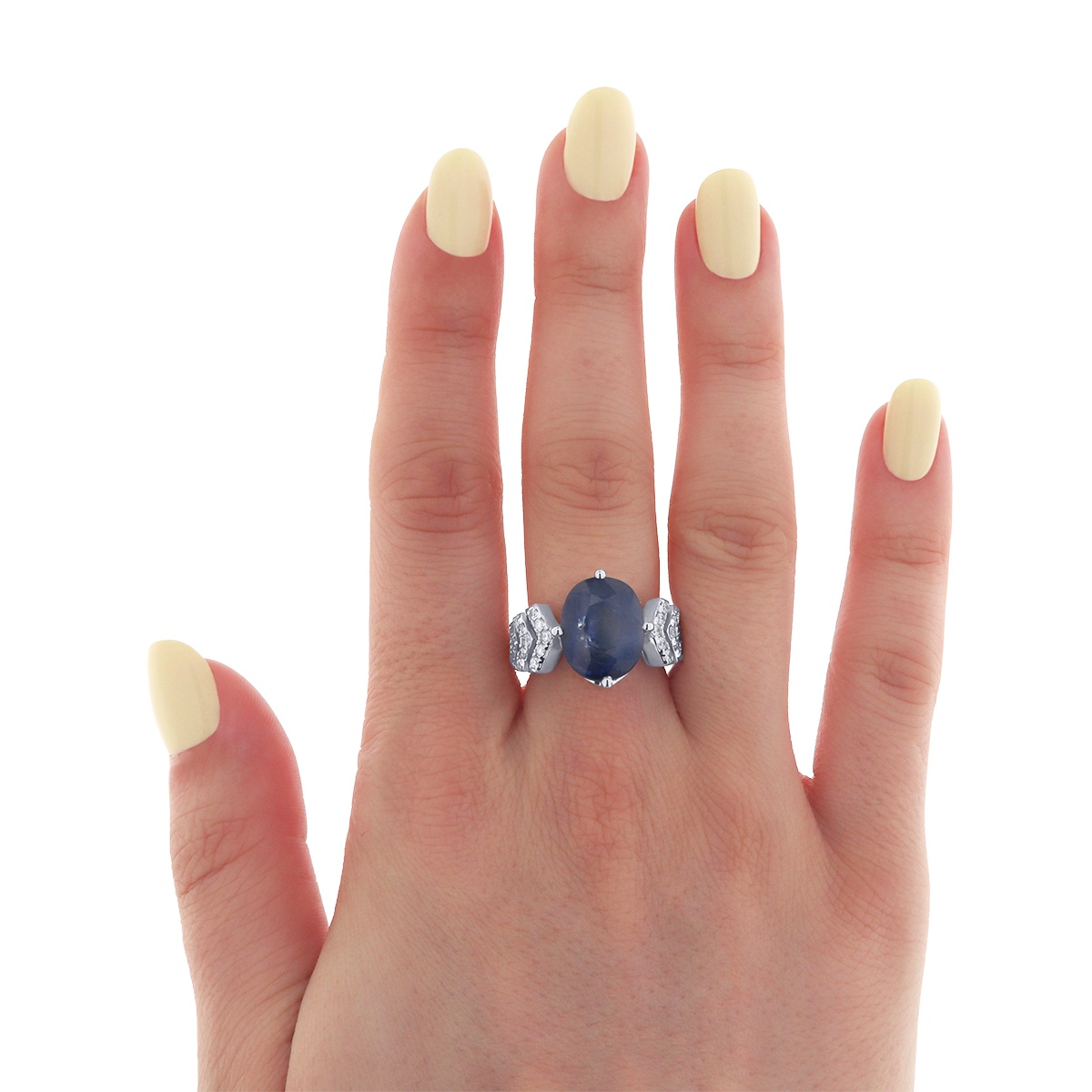 Inel din aur de 18k cu diamante naturale de 0.63 ct și safir natural de 11.30 ct - 3 | YEO