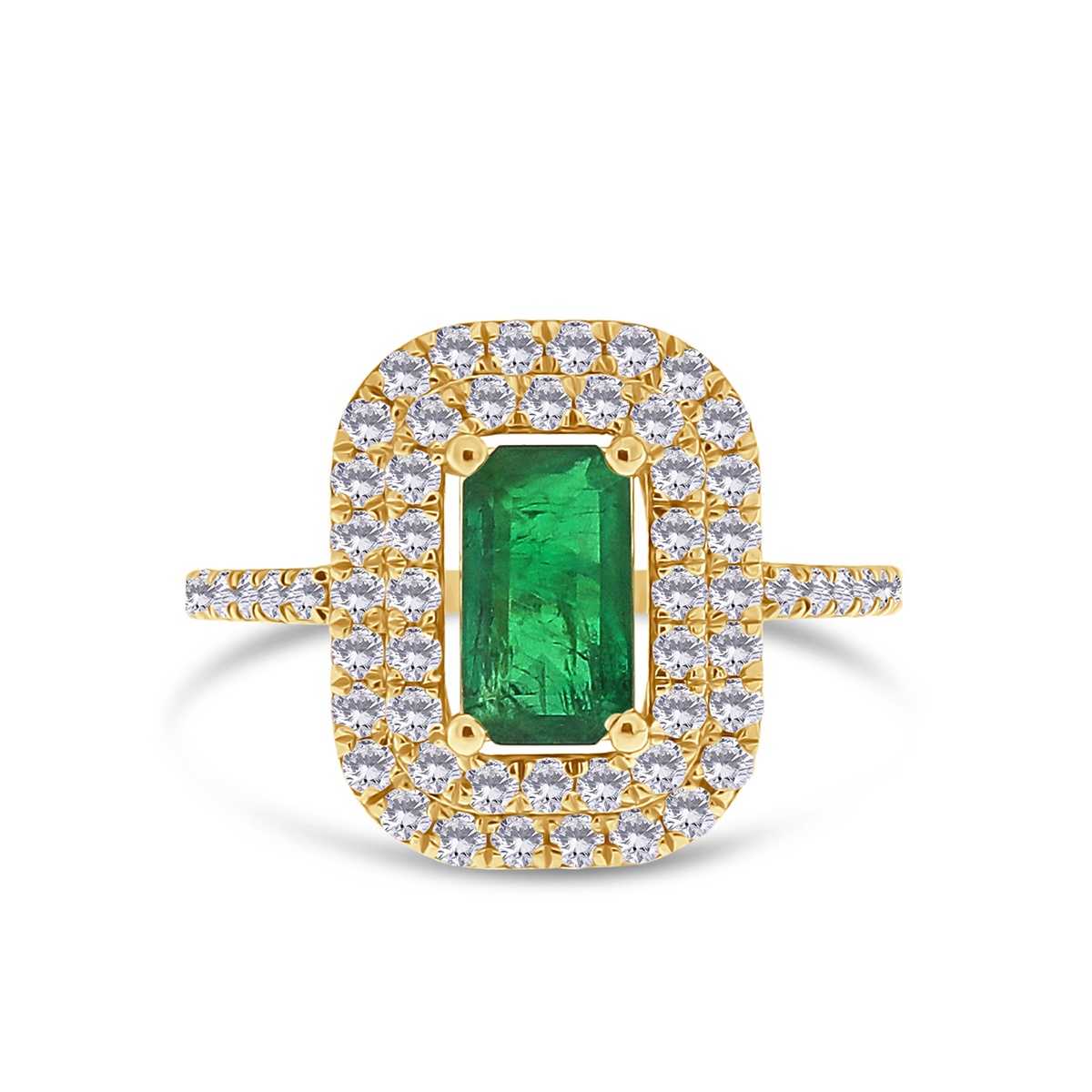 Inel din aur de 18k cu diamante naturale de 0.70 ct și smarald natural de 0.85 ct - 1 | YEO