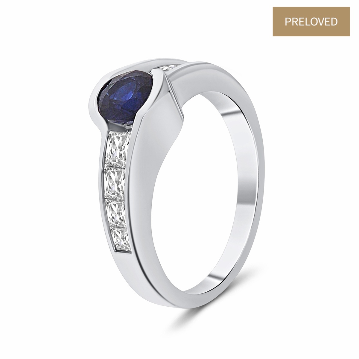 Inel din aur de 18k cu diamante naturale de 1.02 ct și safir natural de 1.00 ct