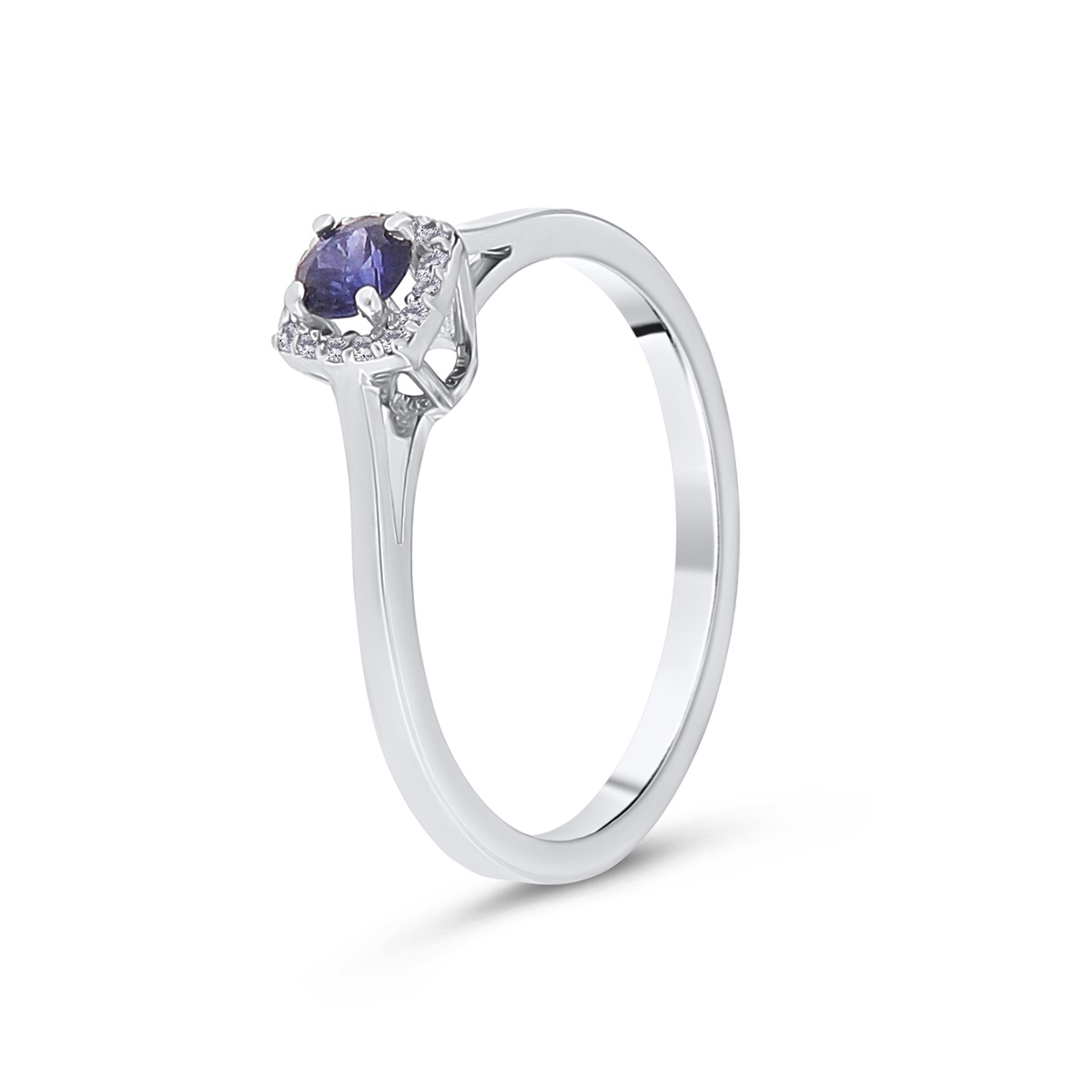 Inel din aur de 18k cu safir natural de 0.29 ct și diamante naturale de 0.05 ct