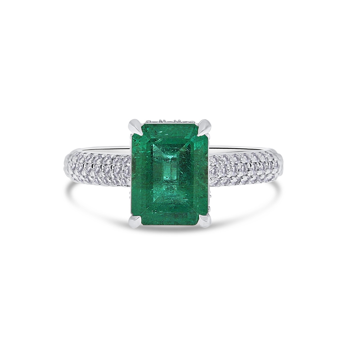 Inel din aur de 18k cu smarald natural de 2.42 ct și diamante naturale de 0.52 ct - 2 | YEO
