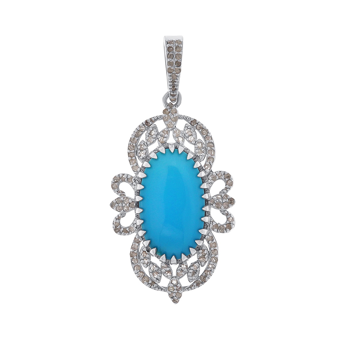 Pandantiv din argint cu topaz natural și diamante naturale