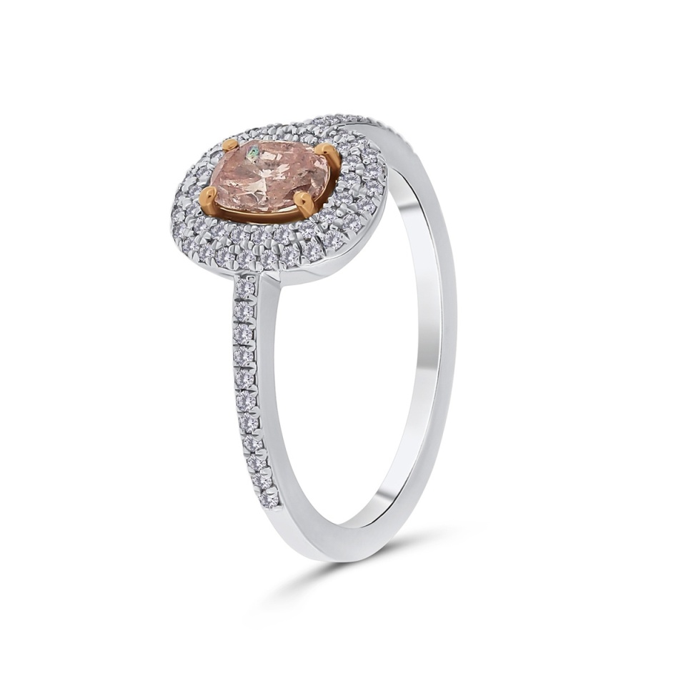 Inel din aur de 18k cu diamant natural de 0.40 ct și diamante naturale de 0.25 ct