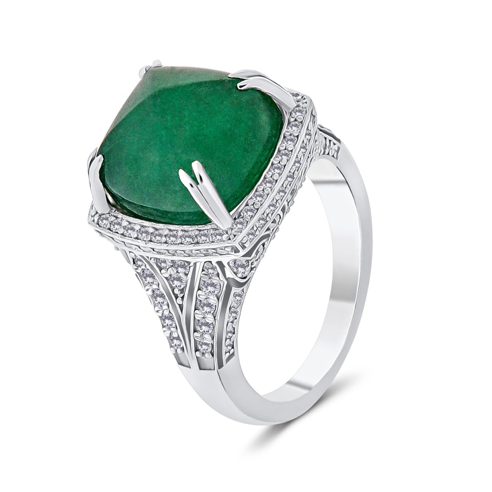 Inel din aur de 18k cu diamante naturale de 0.77 ct și smarald natural de 8.44 ct