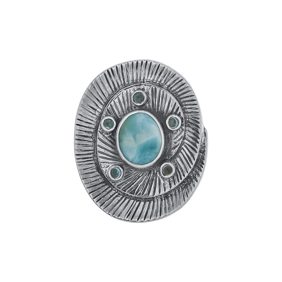 Pandantiv din argint cu larimar și topaz bleu